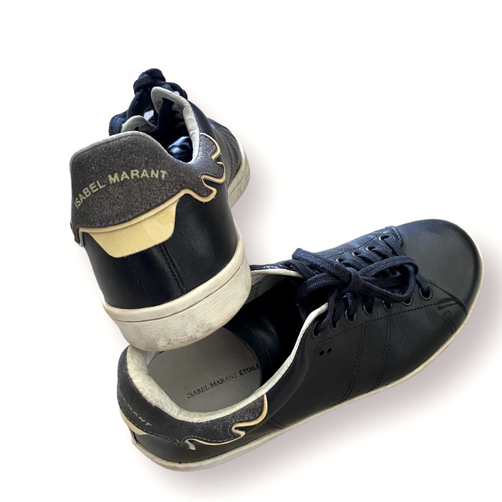 Isabel Marant Bart Flame black leather graphic Sneakers 37 euro us 7